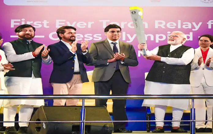 Torch relay for 44th chess olympiad in Delhi ( Inguarated by PM modi)